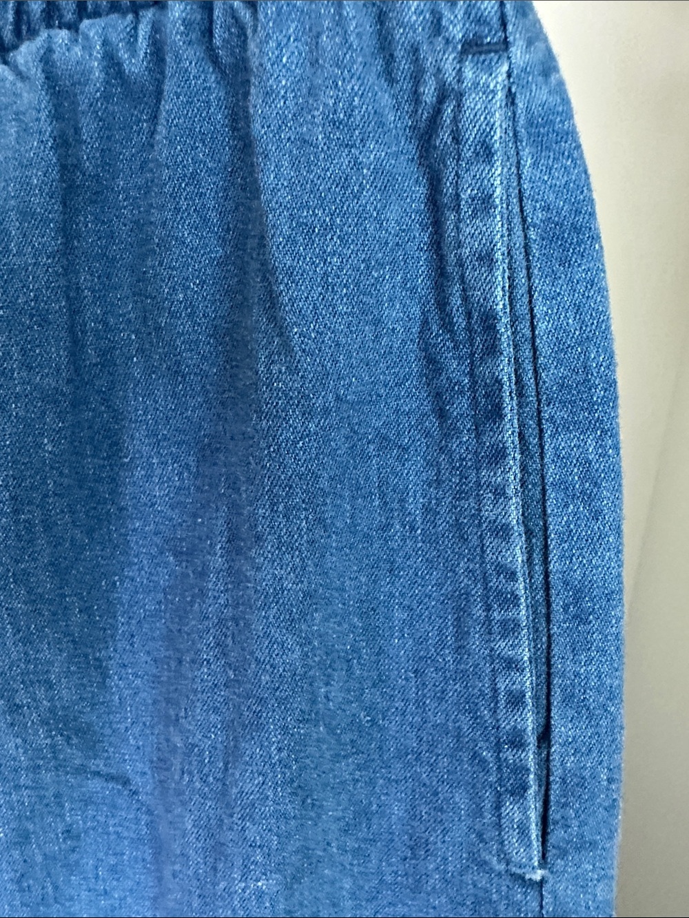 Napa Valley vintage Embroidered Blue Denim Midi Skirt with Elastic Waist - Picture 3 of 5